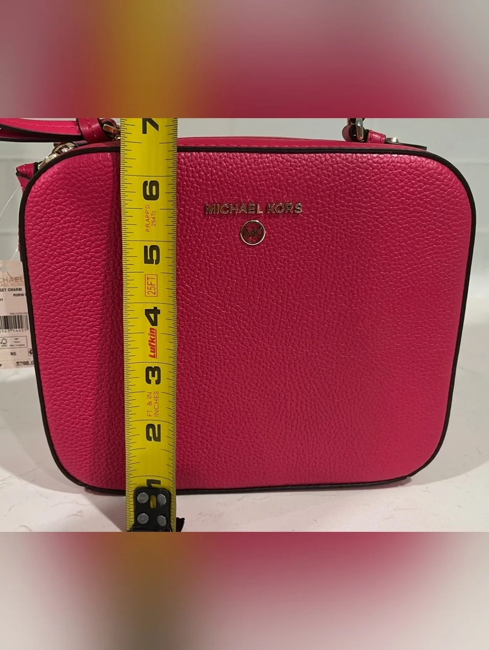 Michael Kors Jet Set Charm‎ Top Handled Bag W/Strap In Rubin Pebbled Leather NWT